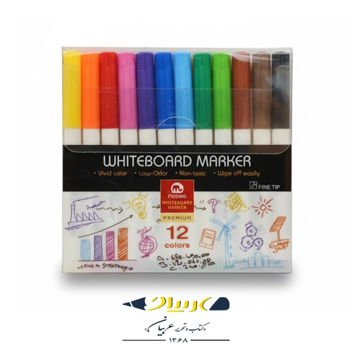 ماژیک وایت برد موبی مدل Mobee بسته ۱۲ عددی