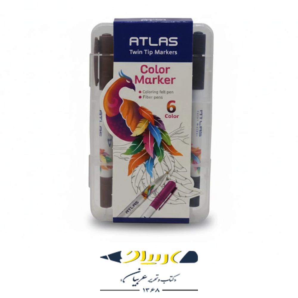 ماژیک ۶ رنگ دوسر اطلس - جعبه طلقی