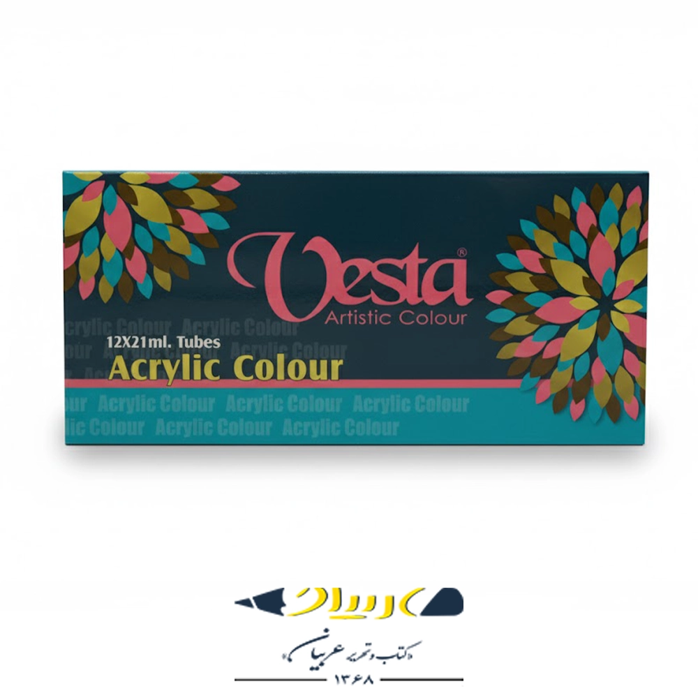 رنگ اکرولیک 12 رنگ 21 میل وستا