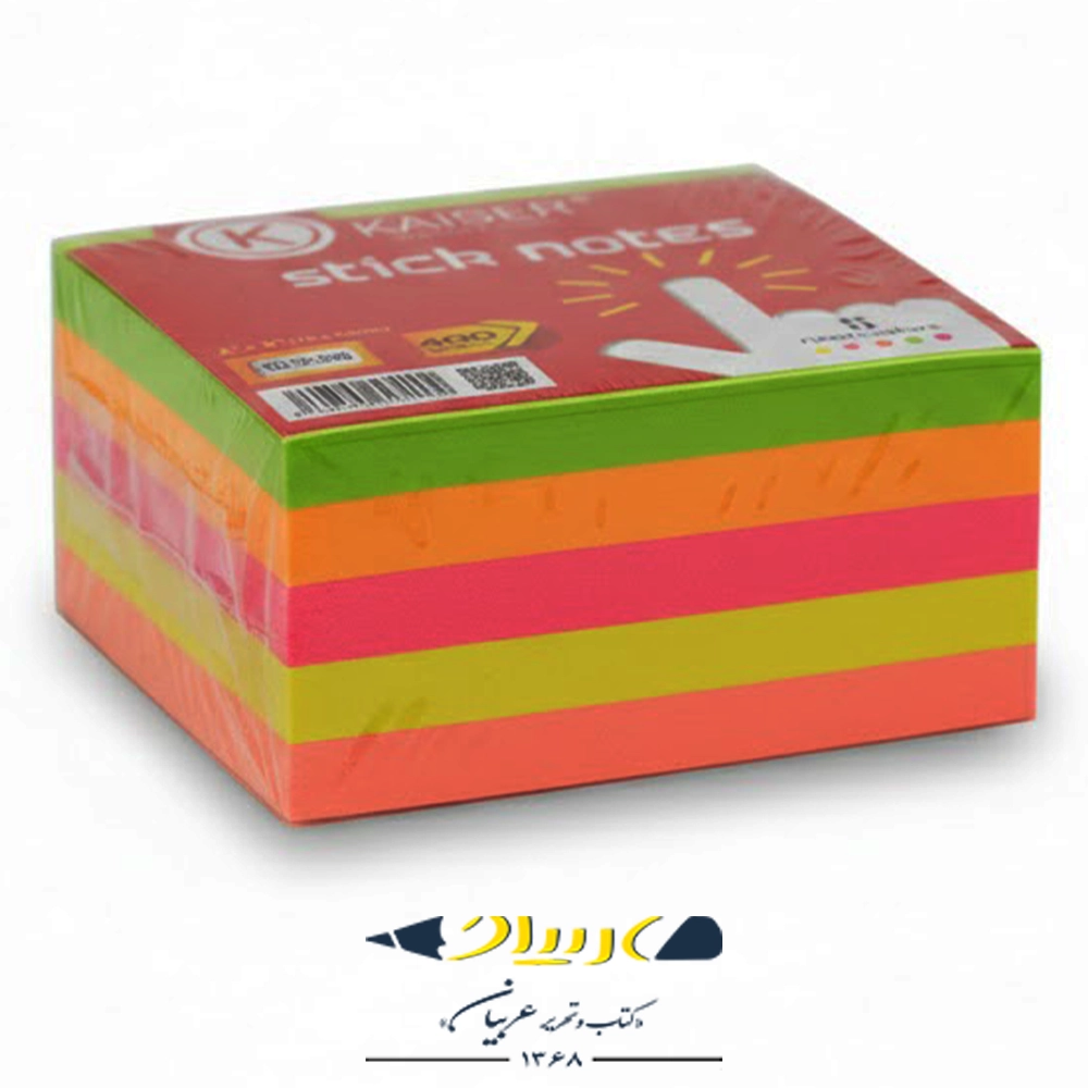 استیک نوت ۴۰۰ برگی کایزر (Kaiser) – ۵ رنگ نئونی